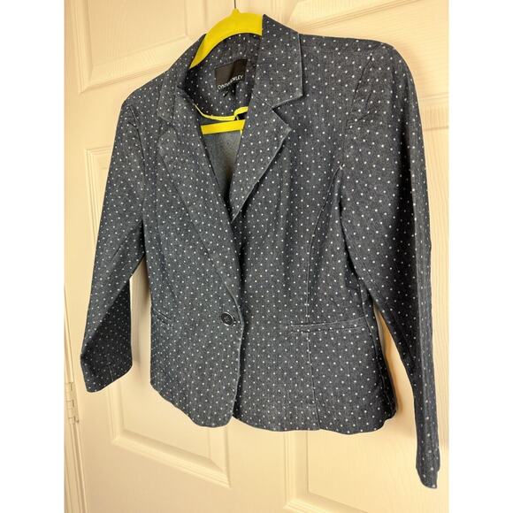Cynthia Rowley Small Blue Polka Dot Denim Blazer, Sz: M, 48-0038 - Picture 10 of 14